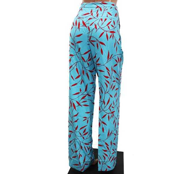 DVF DIANE VON FURSTENBERG WIDE LEAF PRINT PANTS TROUSERS SIZE 6 - Picture 8 of 10